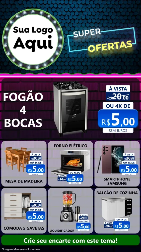 Modelo de Rede Social para Stories com o tema Super Ofertas para Móveis e Eletro