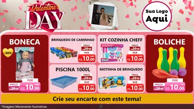 Modelo de TV para TV Horizontal com o tema Valentine's Day para Brinquedos