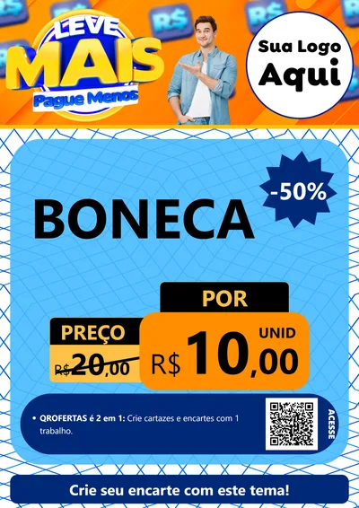 Modelo de Cartaz para Cartaz A4 Vertical com o tema Leve Mais, Pague Menos para Brinquedos