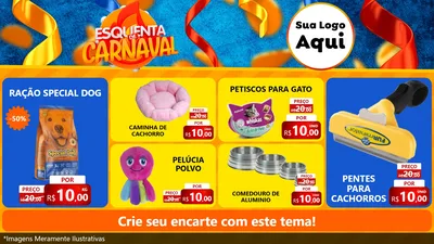 Modelo de TV para TV Horizontal com o tema Esquenta de Carnaval para Pet Shop