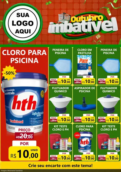 Modelo de Encarte para Encarte A4 Vertical com o tema Outubro Imbatível para Produtos para Piscina