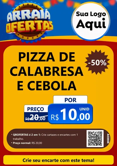 Modelo de Cartaz para Cartaz A4 Vertical com o tema Arraiá de Ofertas - Junina para Pizzaria
