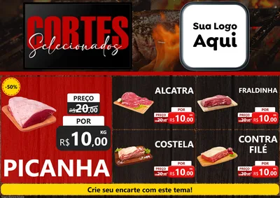 Modelo de Encarte para Encarte A4 Horizontal com o tema Cortes Selecionados para Açougue