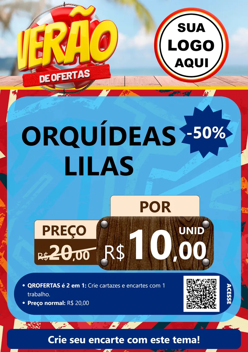 Modelo de Cartaz para Cartaz A4 Vertical com o tema Verão de Ofertas para Floricultura e jardim