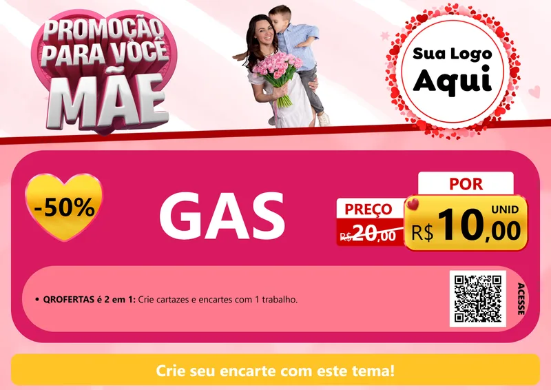 Modelo de Cartaz para Cartaz A4 Horizontal com o tema Promoção Para Você Mãe para Água e gás
