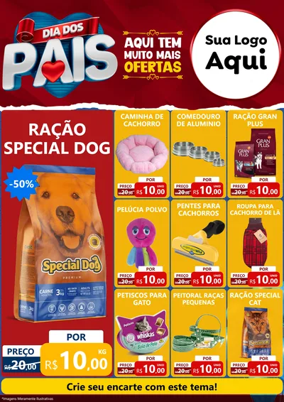 Modelo de Encarte para Encarte A4 Vertical com o tema Dia dos Pais para Pet Shop
