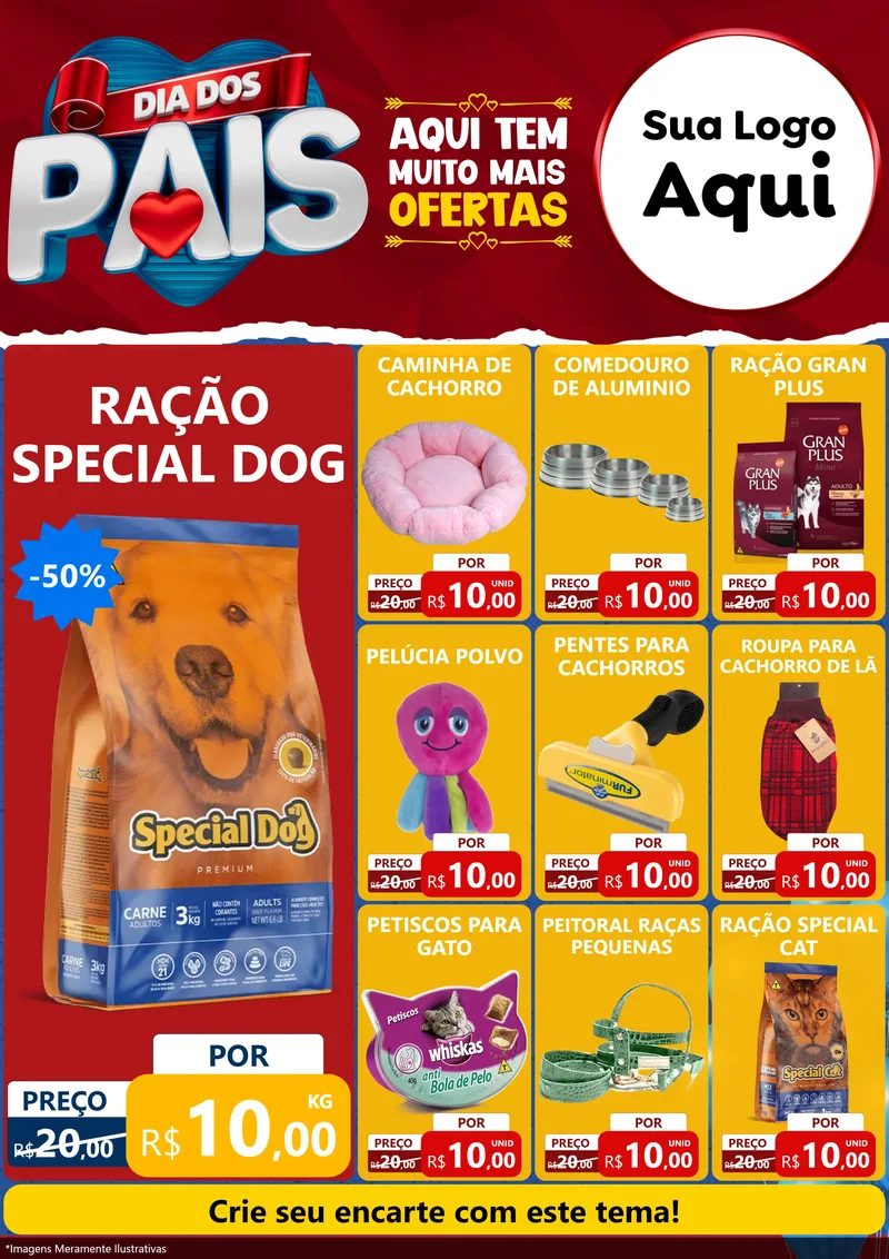 Modelo de Encarte para Encarte A4 Vertical com o tema Dia dos Pais para Pet Shop