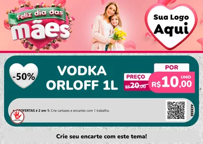 Modelo de Cartaz para Cartaz A4 Horizontal com o tema Feliz Dia das Mães para Distribuidora de bebidas