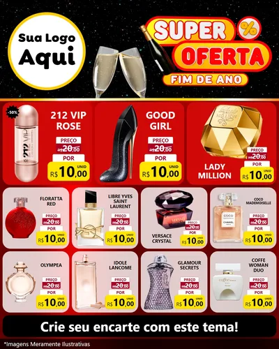 Modelo de Rede Social para Feed Instagram com o tema Super Oferta Fim de Ano para Perfumes
