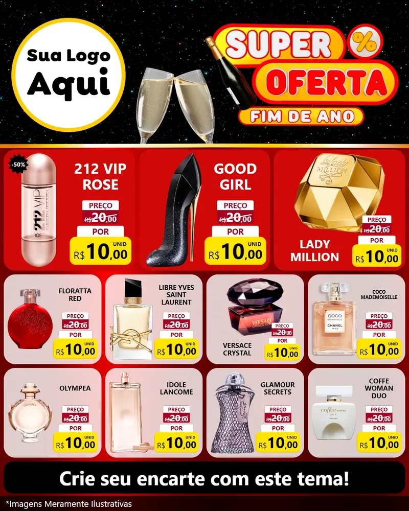 Modelo de Rede Social para Feed Instagram com o tema Super Oferta Fim de Ano para Perfumes