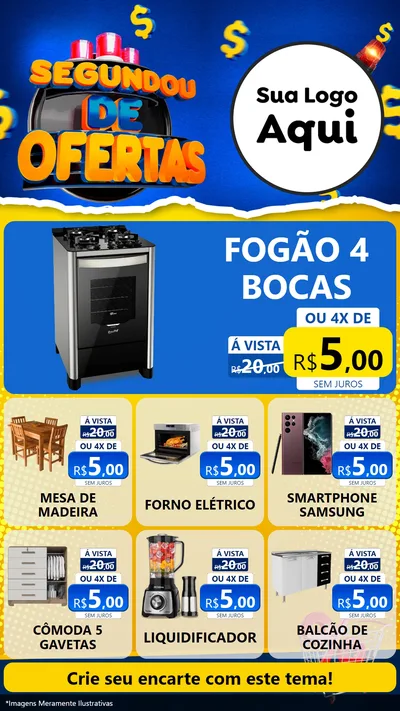 Modelo de Rede Social para Stories com o tema Segundou de Ofertas para Móveis e Eletro