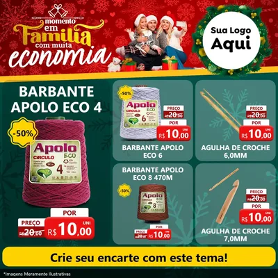 Modelo de Rede Social para Feed Facebook com o tema Momento em Família (Natal) para Armarinho e Aviamentos