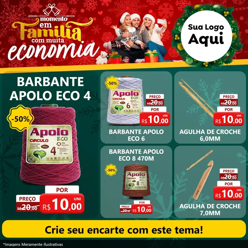 Modelo de Rede Social para Feed Facebook com o tema Momento em Família (Natal) para Armarinho e Aviamentos