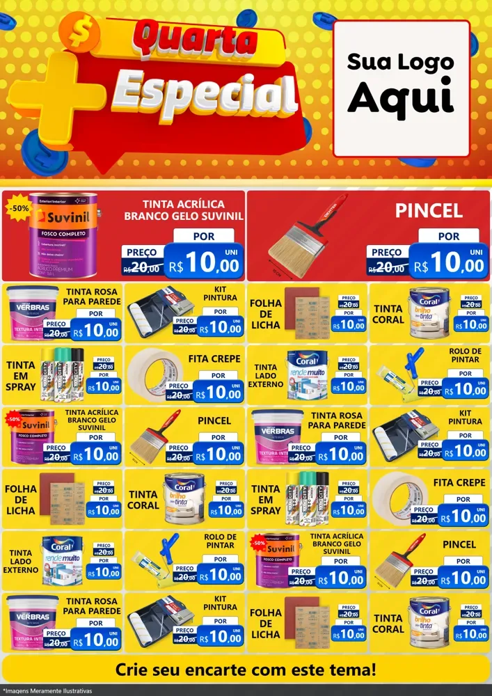 Modelo de Encarte para Encarte A4 Vertical com o tema Quarta Mais Especial para Tintas e Ferramentas
