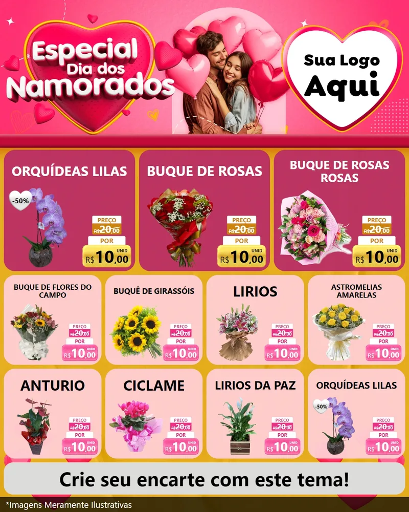 Modelo de Rede Social para Feed Instagram com o tema Especial Dia dos Namorados para Floricultura e jardim