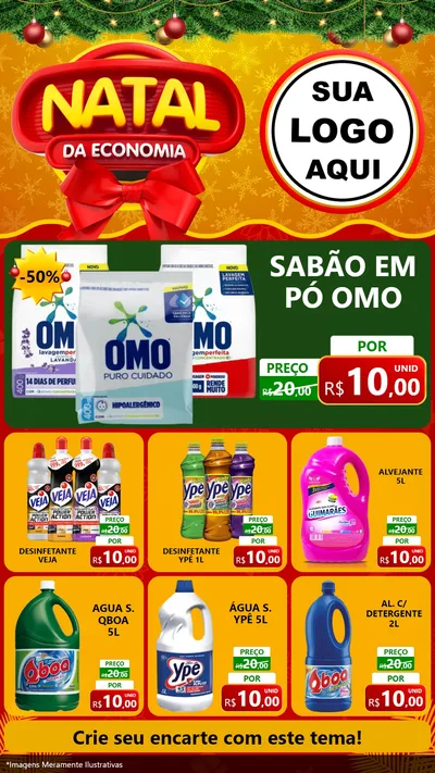 Modelo de Rede Social para Stories com o tema Natal da Economia para Produtos de Limpeza