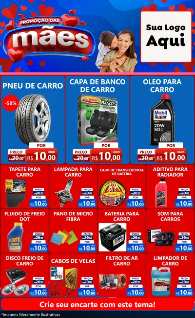 Modelo de Encarte para Encarte Grande com o tema Promoção das Mães para Auto peças