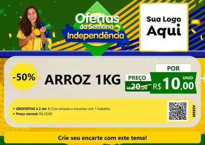 Modelo de Cartaz para Cartaz A4 Horizontal com o tema Ofertas da Semana da Independência para Supermercado
