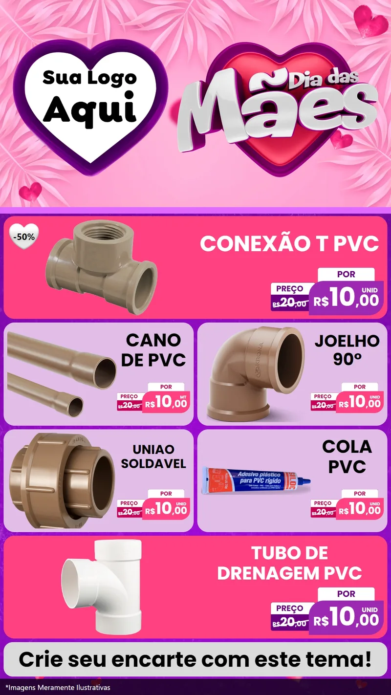 Modelo de TV para TV Vertical com o tema Dia das Mães para Tubos e conexões