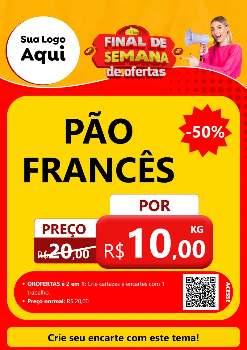 Modelo de Cartaz para Cartaz A4 Vertical com o tema Final de Semana de Ofertas para Padaria