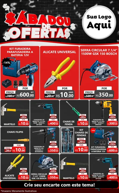 Modelo de Encarte para Encarte Grande com o tema Sabadou de Ofertas para Maquinas e Ferramentas