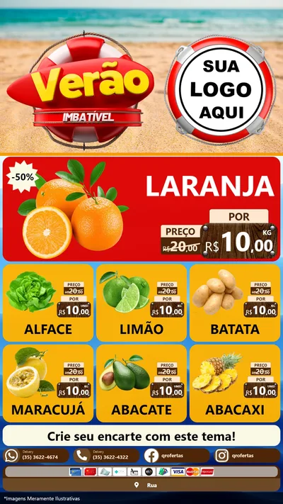 Modelo de Rede Social para Stories com o tema Verão Imbatível para Hortifrúti