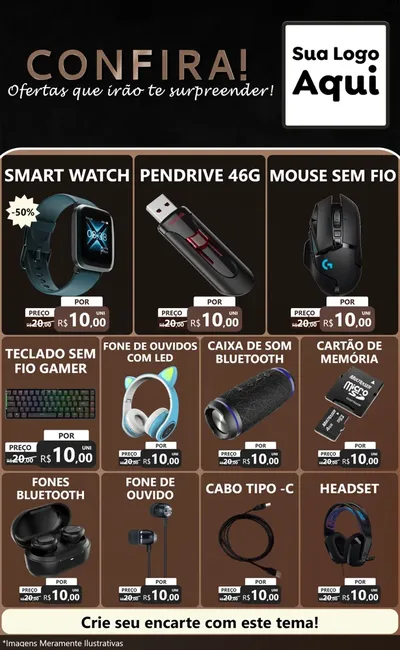 Modelo de Encarte para Encarte Grande com o tema Confira! Ofertas que irão te surpreender! para Informática