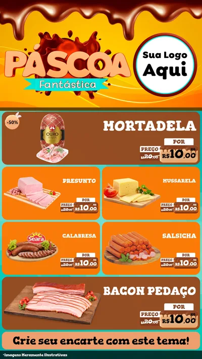 Modelo de TV para TV Vertical com o tema Páscoa Fantástica para Frios e Laticínios