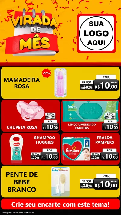 Modelo de TV para TV Vertical com o tema Virada de Mês para Bebês