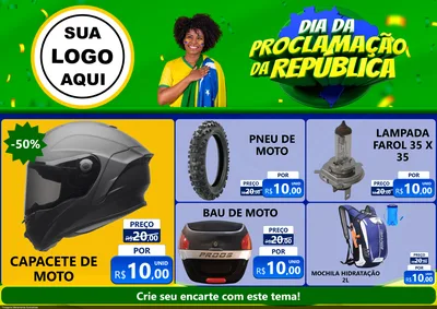 Modelo de Encarte para Encarte A4 Horizontal com o tema Dia Da Proclamação Da República para Moto peças