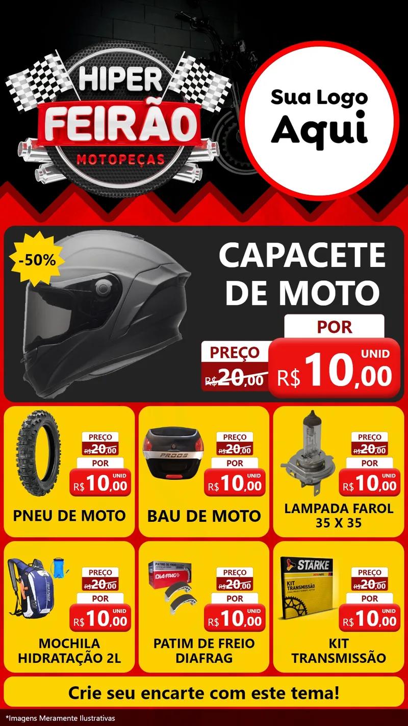 Modelo de Rede Social para Stories com o tema Hiper Feirão - Motopeças para Moto peças