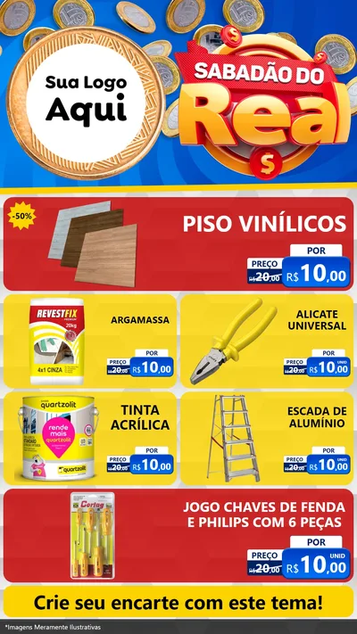 Modelo de TV para TV Vertical com o tema Sabadão do Real para Material para Construção