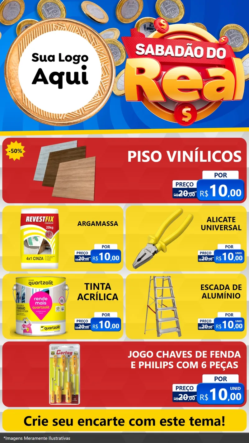 Modelo de TV para TV Vertical com o tema Sabadão do Real para Material para Construção
