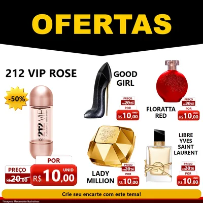 Modelo de Rede Social para Feed Facebook com o tema Ofertas Preto e Vermelho Cartaz para Perfumes