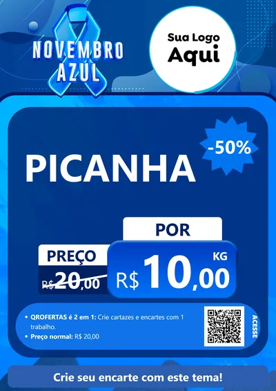 Modelo de Cartaz para Cartaz A4 Vertical com o tema Novembro Azul para Açougue