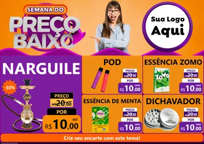 Modelo de Encarte para Encarte A4 Horizontal com o tema Semana do Preço Baixo para Tabacaria