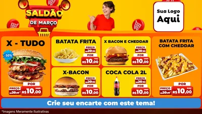 Modelo de TV para TV Horizontal com o tema Saldão de Março para Hamburgueria