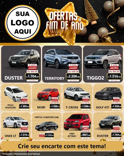 Modelo de Rede Social para Feed Instagram com o tema Ofertas de Fim de Ano para Concessionaria de Carros