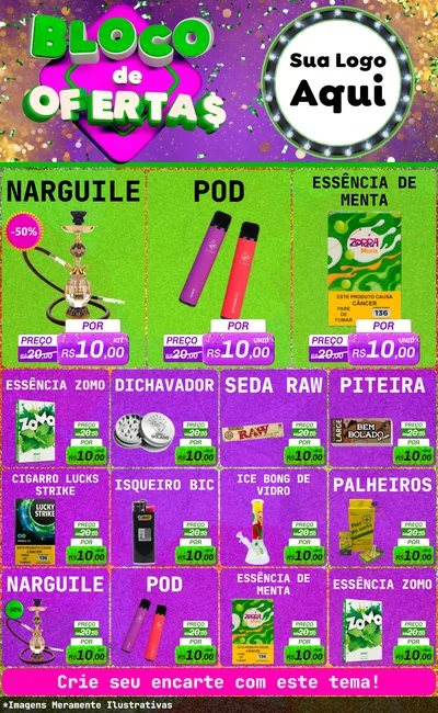 Modelo de Encarte para Encarte Grande com o tema Bloco de Ofertas para Tabacaria