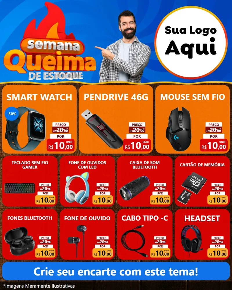 Modelo de Rede Social para Feed Instagram com o tema Semana Queima de Estoque para Informática