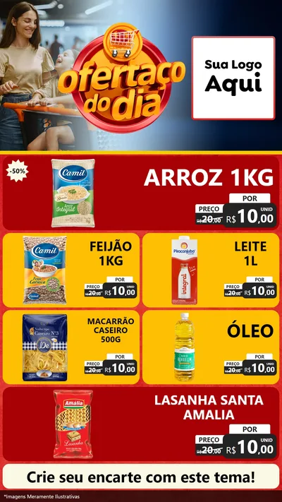 Modelo de TV para TV Vertical com o tema Ofertaço Do Dia para Supermercado