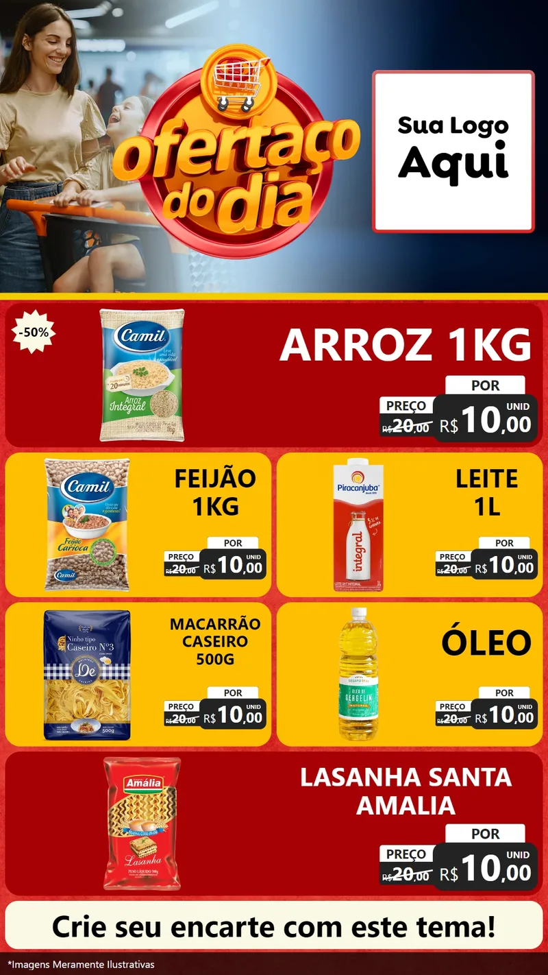 Modelo de TV para TV Vertical com o tema Ofertaço Do Dia para Supermercado