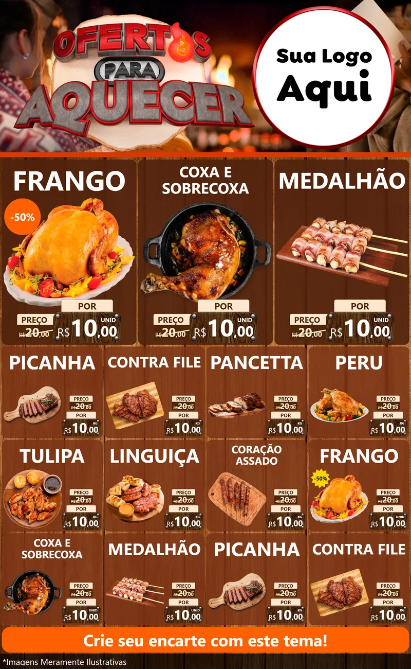 Modelo de Encarte para Encarte Grande com o tema Ofertas Para Aquecer para Assados