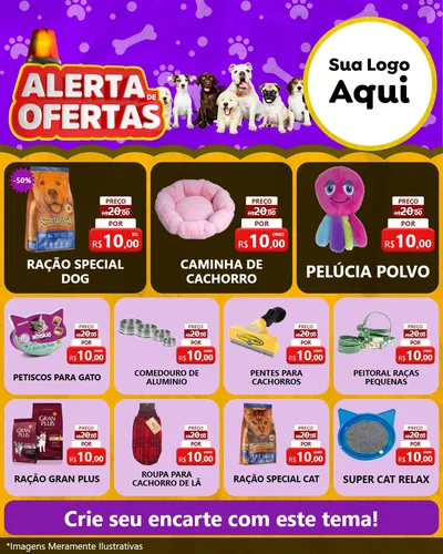 Modelo de Rede Social para Feed Instagram com o tema Alerta de Oferta (pet) para Pet Shop