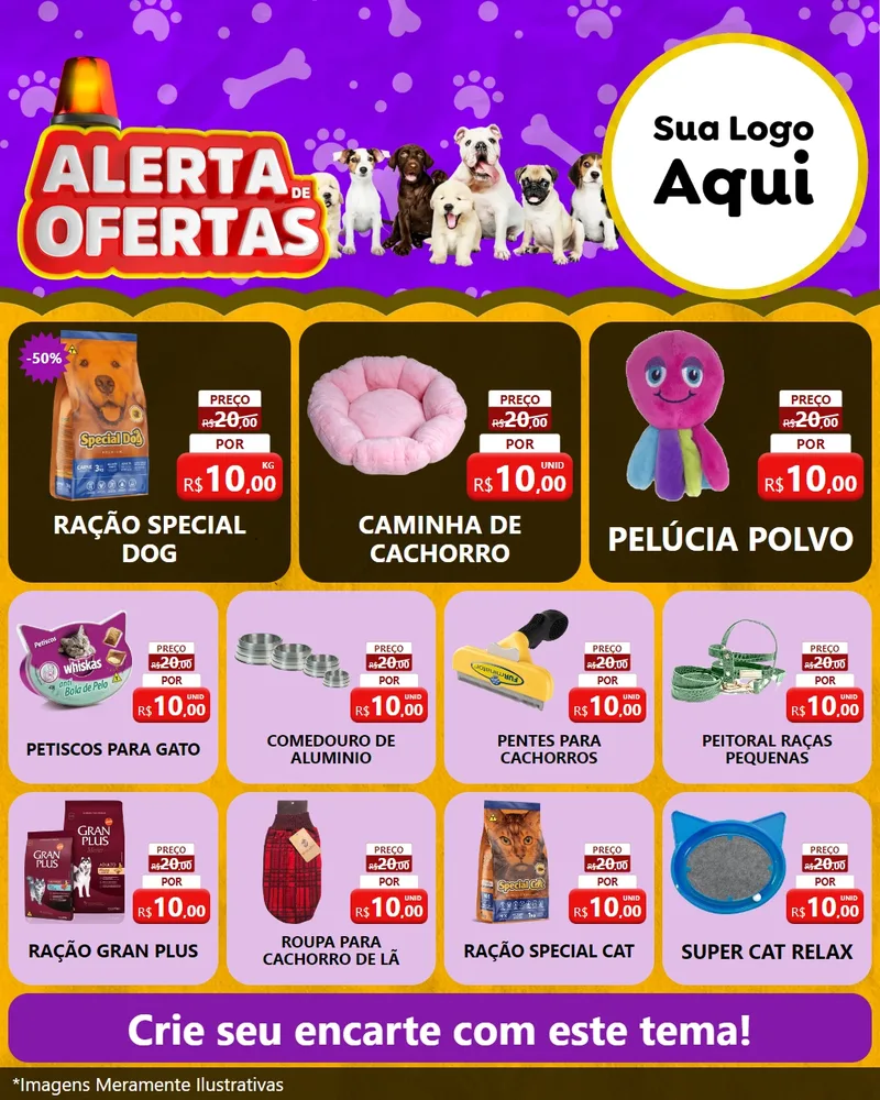 Modelo de Rede Social para Feed Instagram com o tema Alerta de Oferta (pet) para Pet Shop