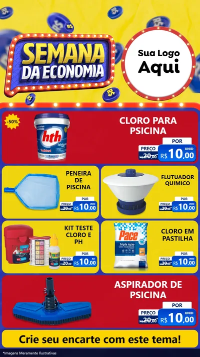 Modelo de TV para TV Vertical com o tema Semana da Economia para Produtos para Piscina