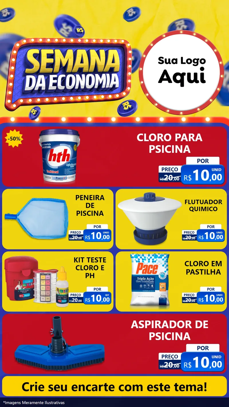 Modelo de TV para TV Vertical com o tema Semana da Economia para Produtos para Piscina