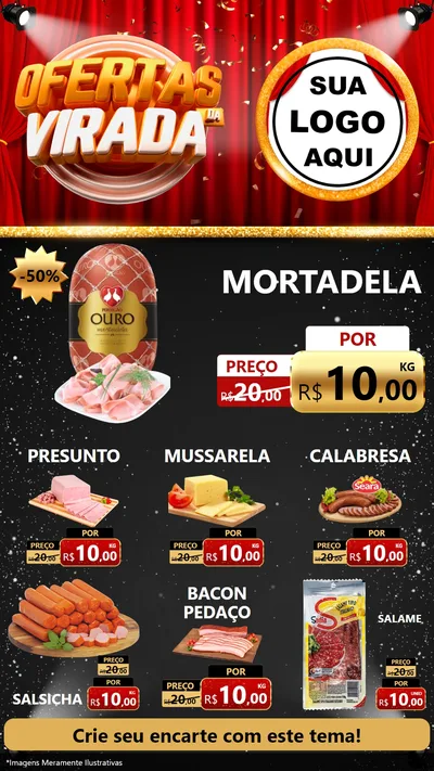 Modelo de Rede Social para Stories com o tema Ofertas da Virada para Frios e Laticínios