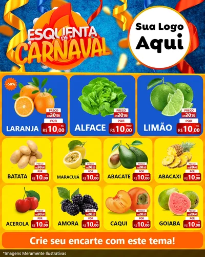 Modelo de Rede Social para Feed Instagram com o tema Esquenta de Carnaval para Hortifrúti
