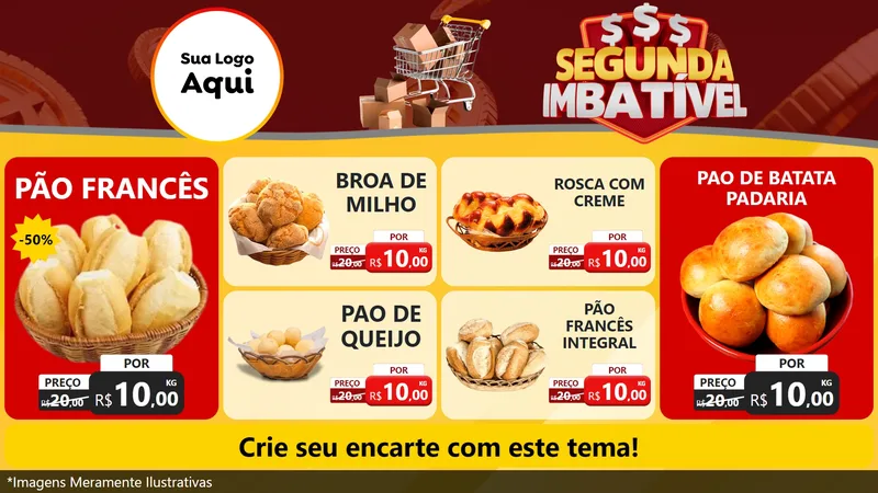 Modelo de TV para TV Horizontal com o tema Segunda Imbatível para Padaria